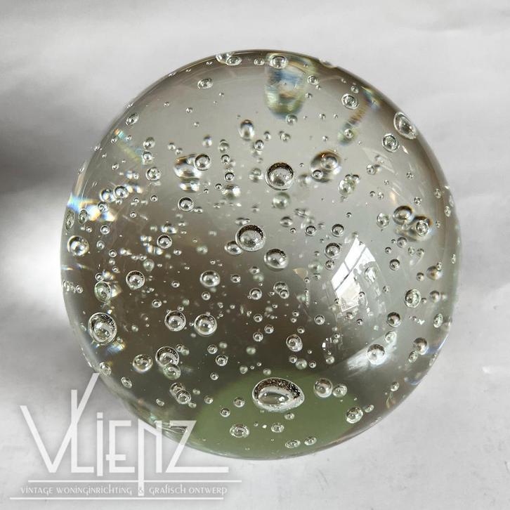 Vintage, retro presse papier, paper weight, glas belletjes, Verzamelen, Retro, Huis en Inrichting, Ophalen of Verzenden