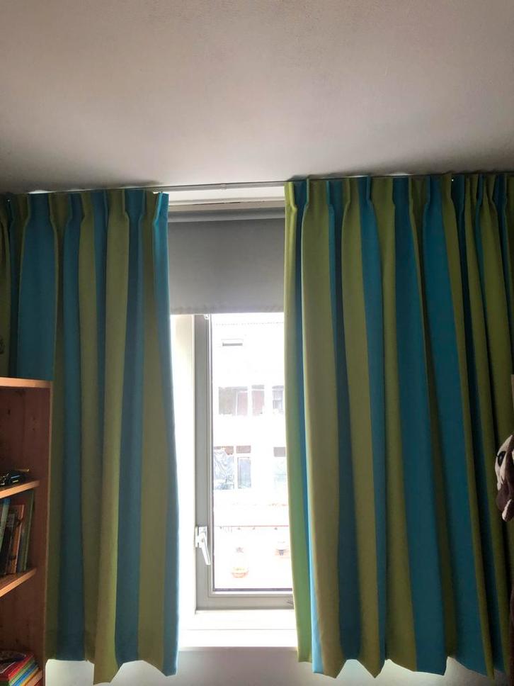 Blauw/Groene Verduisterende Gordijnen Kindkamer, Huis en Inrichting, Stoffering | Gordijnen en Lamellen, Gebruikt, 150 tot 200 cm