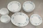 12 personen service dinnerware wit blauw dinnerset, Huis en Inrichting, Keuken | Servies, Ophalen, Zo goed als nieuw, Overige stijlen