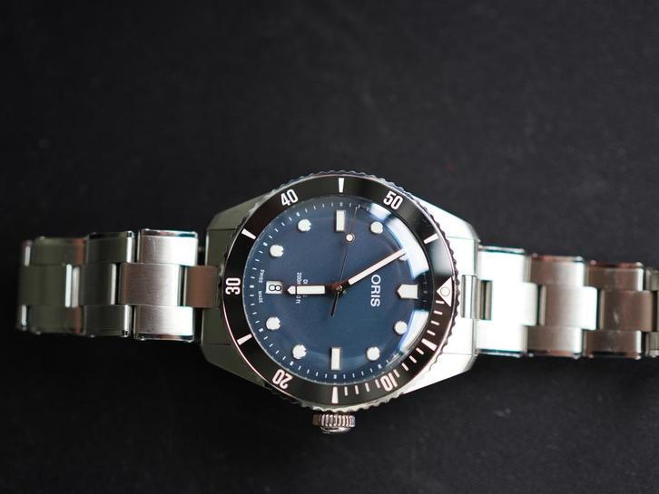 Oris Divers Date Blauw - Zo goed als nieuw!, Sieraden, Tassen en Uiterlijk, Horloges | Heren, Zo goed als nieuw, Polshorloge, Overige merken
