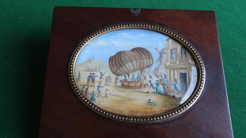 Klein schilderij met luchtballon - ballonvaart  19e eeuw, Antiek en Kunst, Kunst | Schilderijen | Klassiek, Ophalen of Verzenden