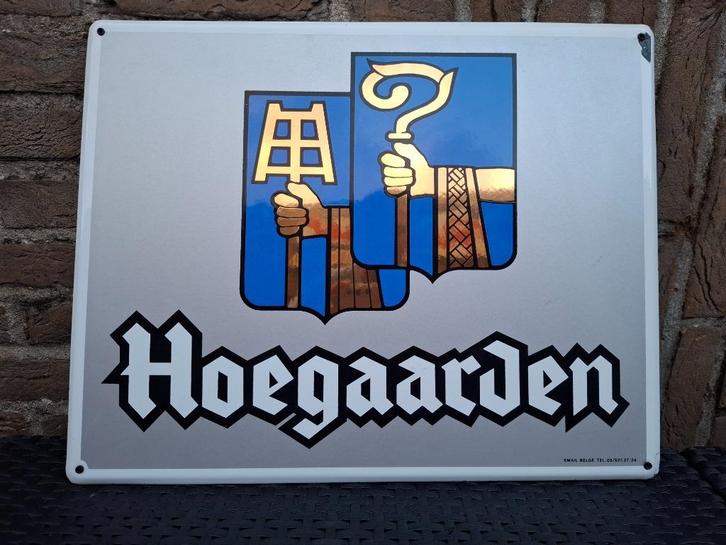Emaillebord Hoegaarden, Verzamelen, Biermerken, Zo goed als nieuw, Reclamebord, Plaat of Schild, Overige merken, Ophalen of Verzenden