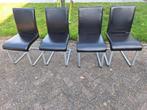 Set van 4 zwarte skai leren stoelen / eetstoelen / eetkamer, Gebruikt, Zwart, Ophalen of Verzenden, Metaal