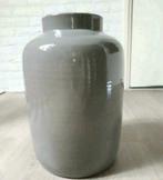 Keramische vaas grijs taupe hoogte 35 cm, Ophalen, Overige kleuren, Aardewerk of Porselein, Nieuw