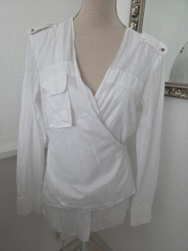 Blouse IKKS, Kleding | Dames, Tops, Zo goed als nieuw, Maat 42/44 (L), Wit, Lange mouw, Ophalen of Verzenden