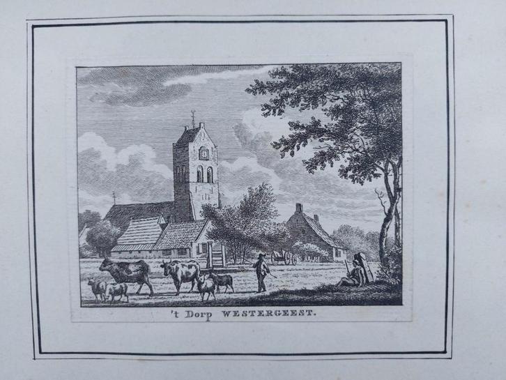 6 / Het dorp Westergeest Gravure uit 1790, Antiek en Kunst, Kunst | Etsen en Gravures, Ophalen of Verzenden
