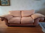 Tweezits bank abrikoos kleur suede z wasbaar, Huis en Inrichting, Banken | Bankstellen, Ophalen, Gebruikt, 150 tot 200 cm, Tweepersoons