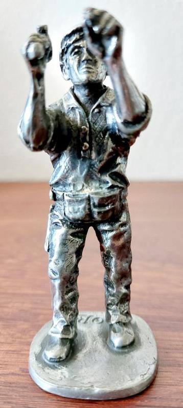 Tinnen beeldje Man met hamer / Pewter GELRIA Tin beschikbaar voor biedingen