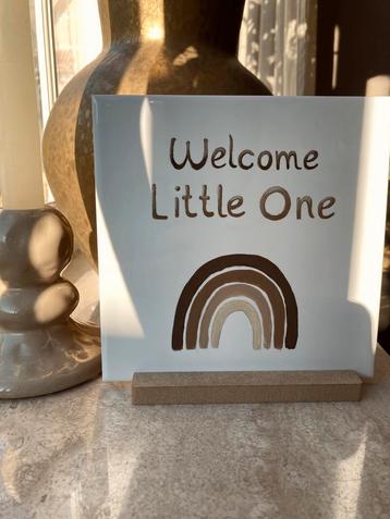 Handbeschilderd geboortetegeltje “Welcome Little One”ByJ&S🤎 beschikbaar voor biedingen