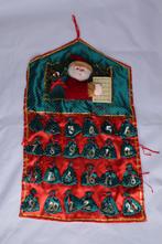 Vintage adventskalender kerstman stof textiel kerst, Diversen, Ophalen of Verzenden, Zo goed als nieuw