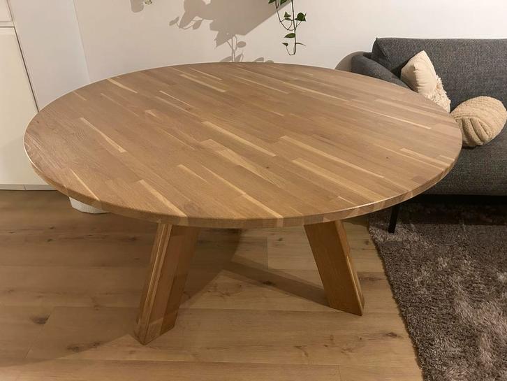 Houten tafel, Huis en Inrichting, Tafels | Eettafels, Nieuw, 100 tot 150 cm, Vier personen, Rond, Eikenhout, Ophalen