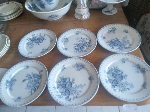 6 prachtige antieke Franse borden Sarreguemines FLORE, Antiek en Kunst, Antiek | Servies los, Ophalen