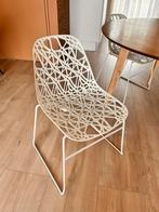 4 witte design stoelen, Huis en Inrichting, Stoelen, Ophalen, Gebruikt, Wit, Metaal