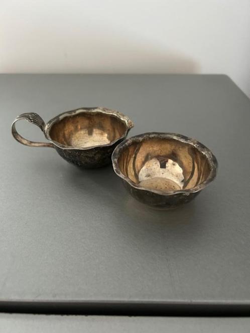 Een verzilverd roomstel, Antiek en Kunst, Antiek | Goud en Zilver, Zilver, Ophalen of Verzenden