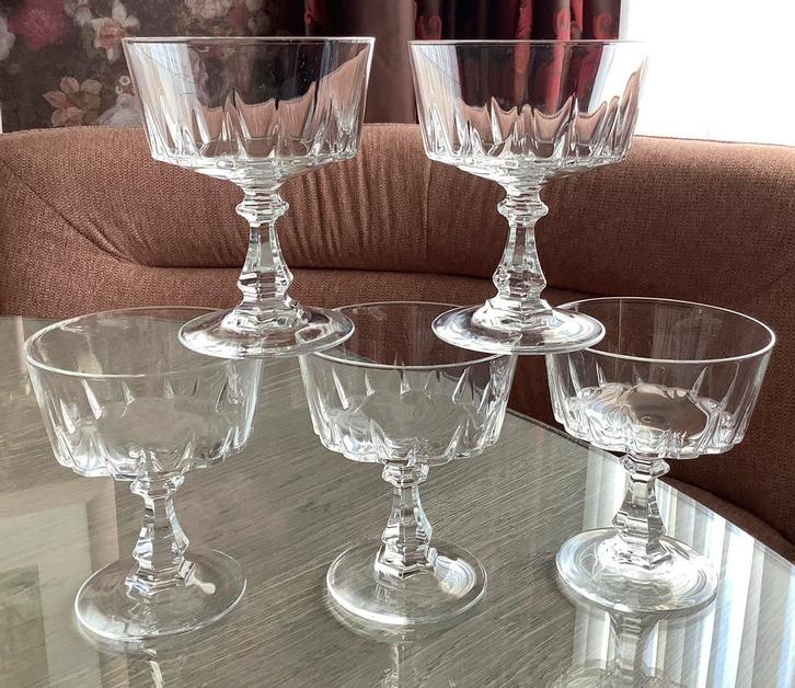 Cristal d’Arques - Louvre - Champagne coupe - 5 stuks, Antiek en Kunst, Antiek | Glas en Kristal, Ophalen of Verzenden