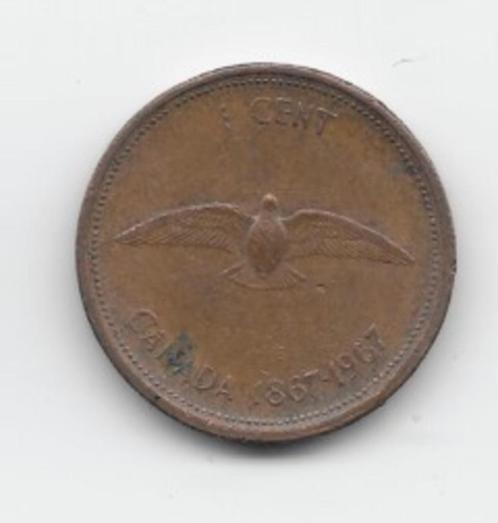 Canada 1 cent 1967 "100th anniv. of confed." KM# 65 (1), Postzegels en Munten, Munten | Amerika, Losse munt, Noord-Amerika, Verzenden