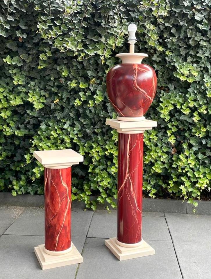 Design Le Dauphin France Vintage Marmerlook Tafel-lamp Zuil, Huis en Inrichting, Woonaccessoires | Zuilen en Pilaren, Zo goed als nieuw