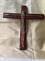 Oud Kleurrijk Aardewerk Kruis - 30x28,5 cm, Antiek en Kunst, Ophalen of Verzenden