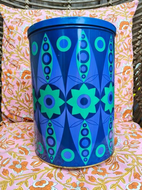 Vintage blik van Tomado, bloemen, blauw groen paars, Huis en Inrichting, Woonaccessoires | Overige, Gebruikt, Ophalen of Verzenden
