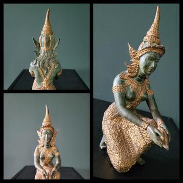 Thais bronzen Apsara beeld, tempeldanseres – brons, 22 cm beschikbaar voor biedingen