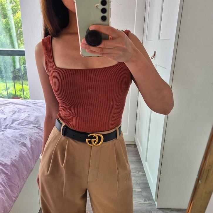 Nieuw - H&M rib gebreide singlet XS, Kleding | Dames, Tops, Nieuw, Maat 34 (XS) of kleiner, Zonder mouw, Ophalen of Verzenden