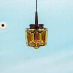 Vintage ambergele glazen hanglamp l Swedish glass pendant, Gebruikt, Ophalen of Verzenden, Midmod, Glas