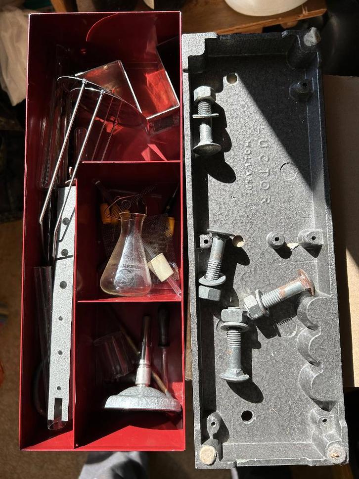 Vintage bunsenbrander Luctor NV, in doos met toebehoren, Antiek en Kunst, Antiek | Gereedschap en Instrumenten, Ophalen