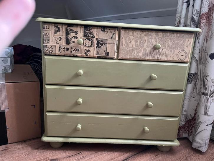 Lime groen kastje met lades, opknapper?, Huis en Inrichting, Kasten | Dressoirs, Gebruikt, 50 tot 100 cm, 25 tot 50 cm, Met lade(s)