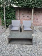 LIFE lounge fauteuils met bijpassende salontafel, Tuin en Terras, Tuinsets en Loungesets, Gebruikt, Bijzettafel, Wicker, Tuinset