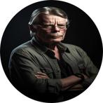 Stephen King portret Muurcirkel 120x120 Forex + Ophangsystee, Huis en Inrichting, Woonaccessoires | Schilderijen, Tekeningen en Foto's