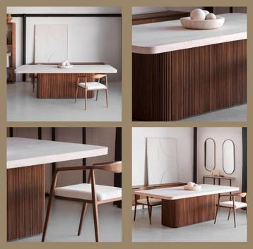 Ritsu travertin eettafel japandi style beschikbaar voor biedingen