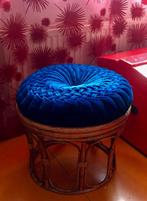 Vintage rotan voetenbankje/kruk, Ophalen, Minder dan 50 cm, Gebruikt, Boho
