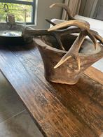 Houten vijzel met geweien, Ophalen of Verzenden, Zo goed als nieuw, Rond, Riet