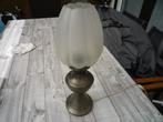 Tinnen Tafellamp, Huis en Inrichting, Lampen | Tafellampen, Ophalen of Verzenden, Zo goed als nieuw, Glas, 50 tot 75 cm