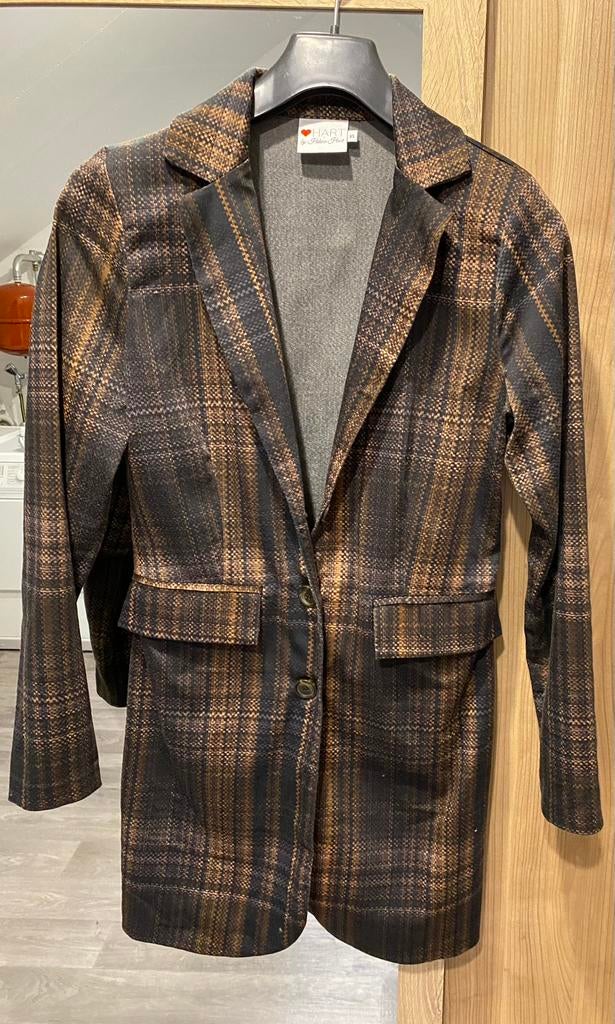 Bruin geblokte blazer Helena Hart, Ophalen of Verzenden, Zo goed als nieuw, Maat 34 (XS) of kleiner, Bruin