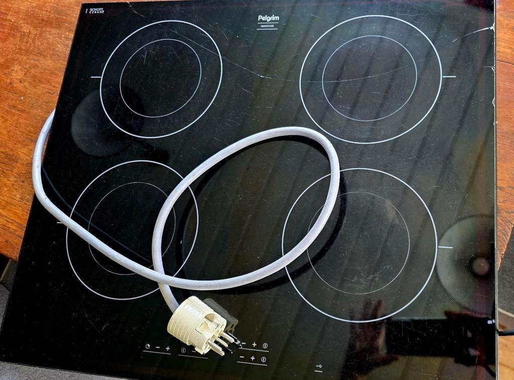 Inductie kookplaat 4 pits - met scheur, Ophalen, Gebruikt, 4 kookzones, Inbouw