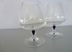 2 Cognacglazen met mooie blauwe druppel / traan in het been, Ophalen of Verzenden
