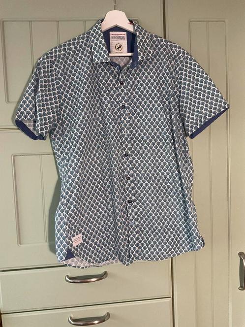 A Fish Named Fred maat XL korte mouw blauw grijs, Kleding | Heren, Overhemden, Zo goed als nieuw, Halswijdte 43/44 (XL), Blauw