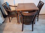 Houten eettafel vierkant met 3 stoelen., Huis en Inrichting, Ophalen, Gebruikt, 100 tot 150 cm, 50 tot 100 cm