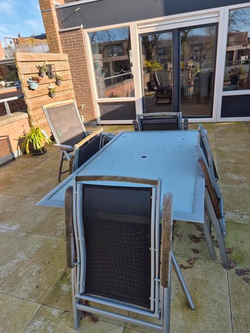 7 delige tuinset van aluminium, Tuin en Terras, Tuinsets en Loungesets, Gebruikt, Aluminium, Ophalen