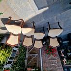4 vintage stoelen beige zitting, Ophalen, Gebruikt, Twee