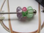 Trollbeads trollbead Lichtgroene streep, Sieraden, Tassen en Uiterlijk, Bedels, Zo goed als nieuw, Trollbeads, 1 bedel, Glas of Kristal