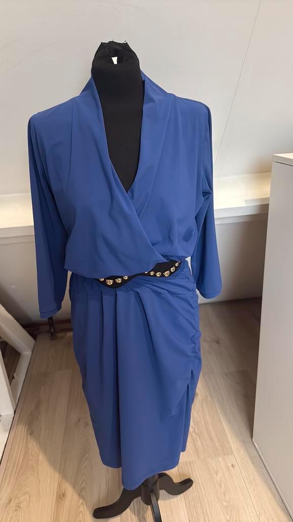 MOQ travel stof jurk blauw L, Kleding | Dames, Jurken, Zo goed als nieuw, Blauw, Ophalen of Verzenden