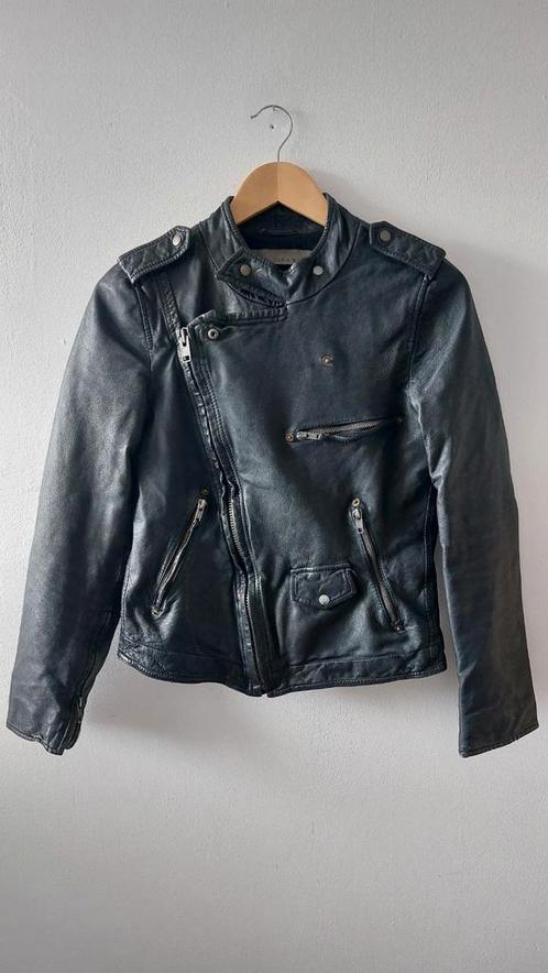 Zara black leather biker jacket S, Kleding | Dames, Jassen | Zomer, Gedragen, Maat 36 (S), Zwart, Ophalen of Verzenden
