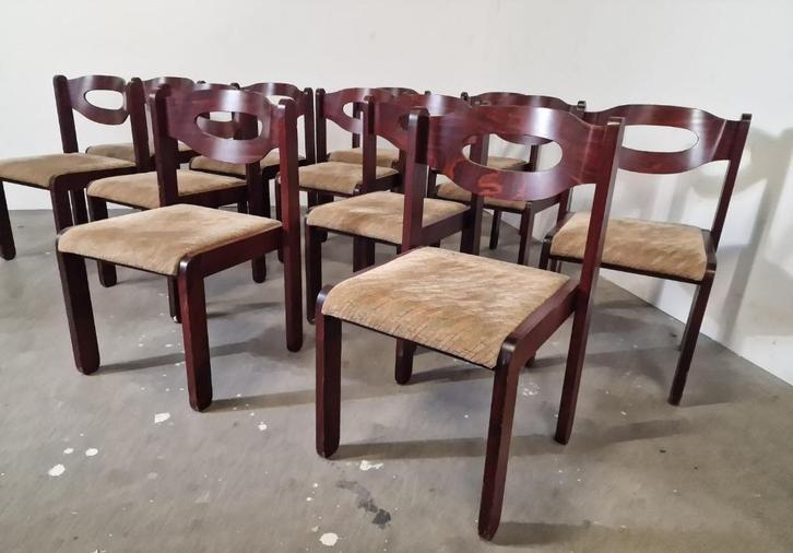Mid-century palissander stapelstoelen, Huis en Inrichting, Stoelen, Gebruikt, Vijf, Zes of meer stoelen, Bruin, Ophalen