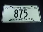 Kentekenplaat licenseplate Washington DC 1970 USA, Verzamelen, Verzenden, Gebruikt, Auto's