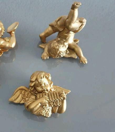 (nr. 26*) Beelden _Twee stuks gouden engelen uit Italie, Verzamelen, Beelden en Beeldjes, Gebruikt, Fantasy, Ophalen of Verzenden