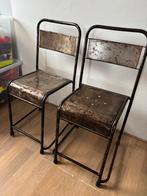 Vintage metalen stoelen - set van 2, Ophalen, Gebruikt, Twee, Zwart