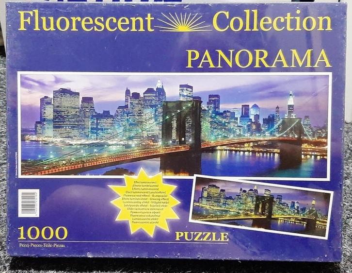 Puzzel - Brooklyn Bridge NY  1000 stukjes  fluroriserend, Hobby en Vrije tijd, Denksport en Puzzels, Nieuw, Legpuzzel, 500 t/m 1500 stukjes