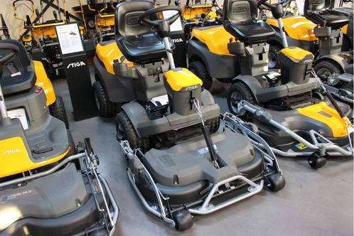 JCC aanbieding: Nieuwe Stiga park 500 met 95 dek!, Tuin en Terras, Zitmaaiers, Nieuw, 90 tot 120 cm, Elektrische starter, Mulchfunctie